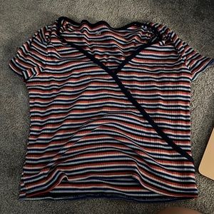 red white and blue striped crop top